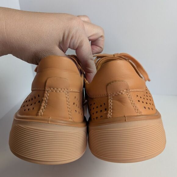 Ecco Street Tray Orange Tan Leather Perforated Sneakers Womens 8/8.5 US 39 EU - Picture 5 of 8